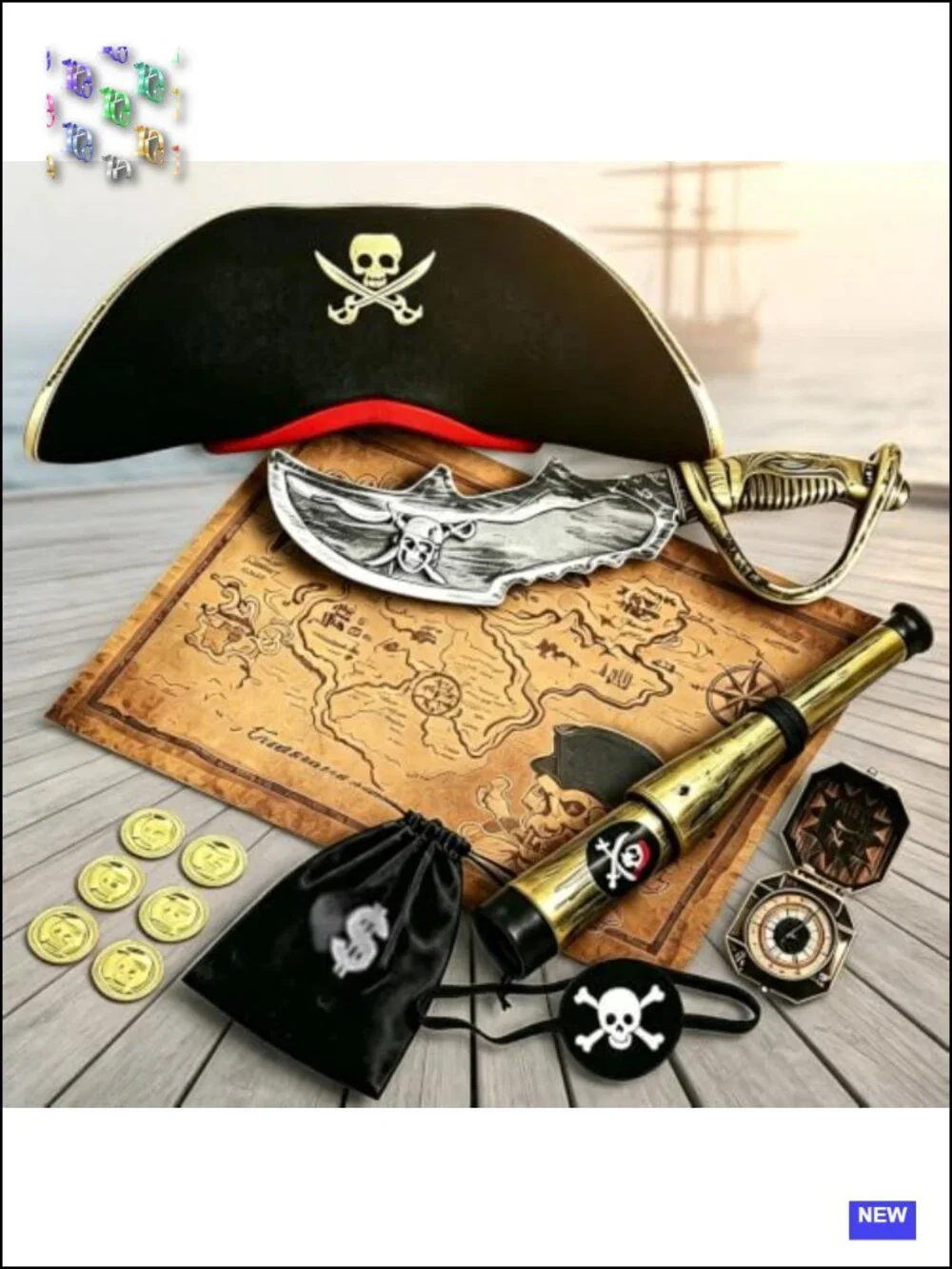 Kids Pirate Costume Dress Up Set with Accessories Halloween Pretend Play